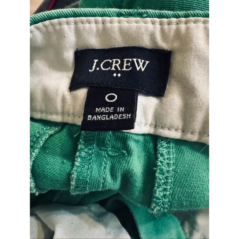 J.Crew Green Chino Shorts Size 0 3” Inseam Preppy Summer Cotton